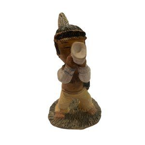 Resin 3' Indian Miniature Boy Figurine Blowing a Horn